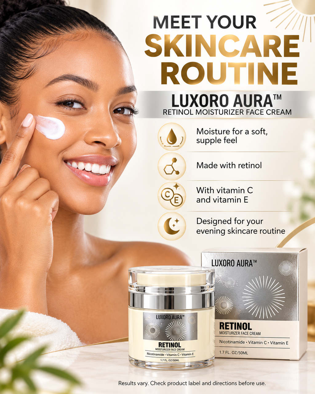 LUXORO AURA Retinol Moisturizer Face Cream – 50 mL