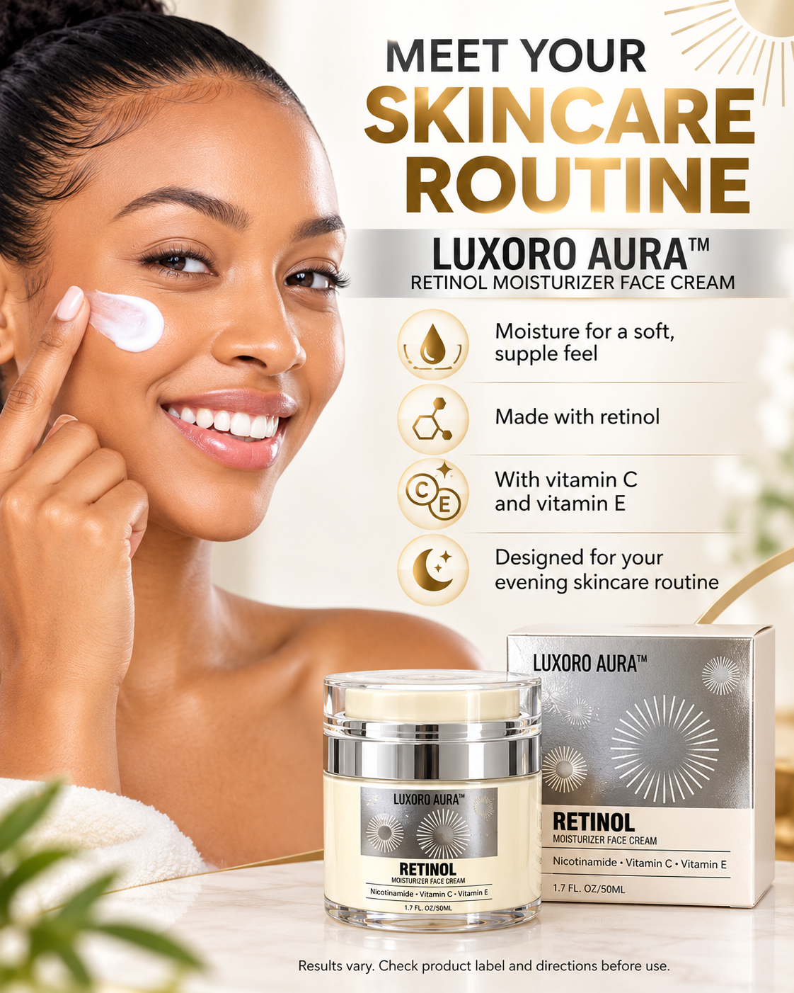 LUXORO AURA Retinol Moisturizer Face Cream – 50 mL