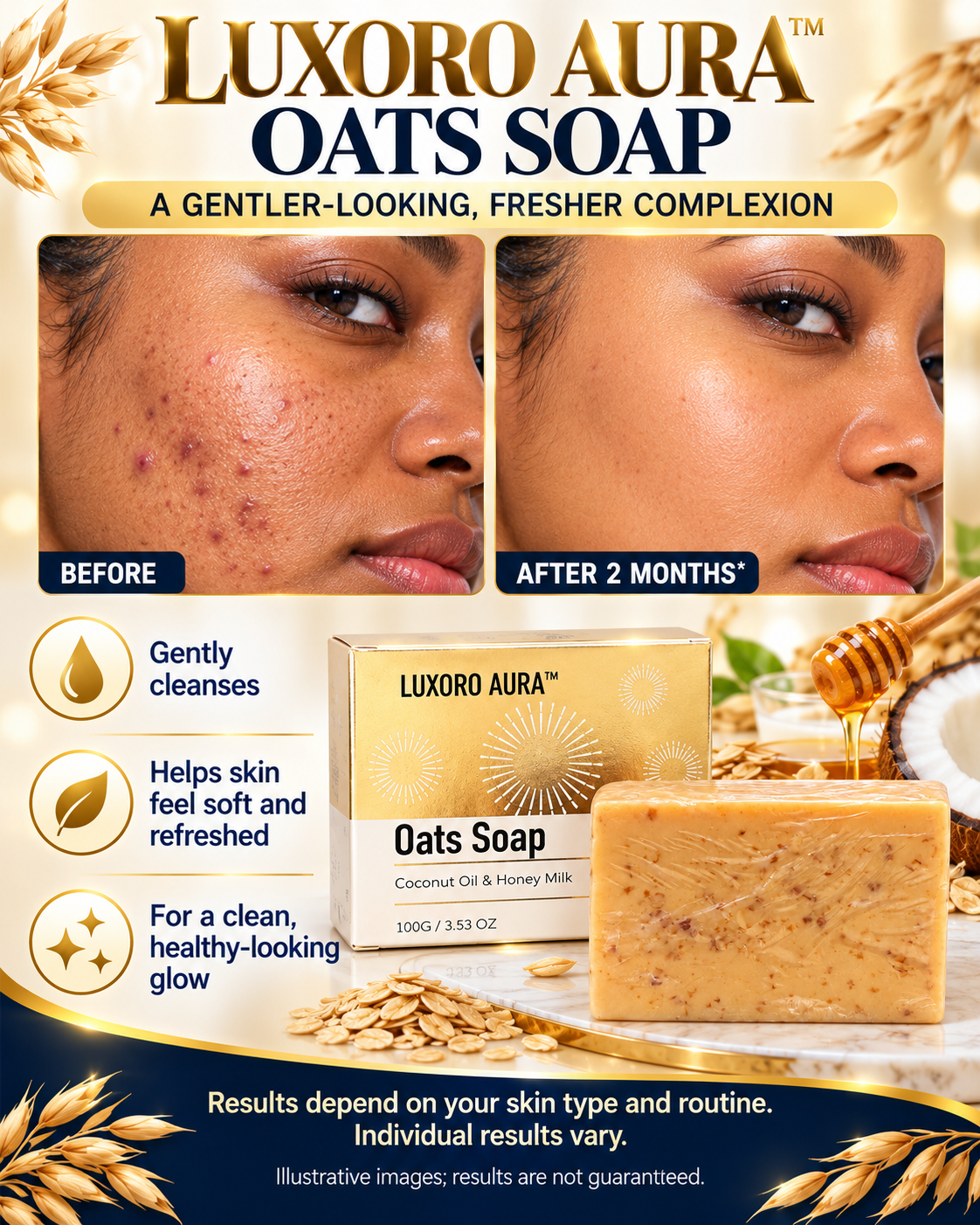 LUXORO AURA Oats Soap.