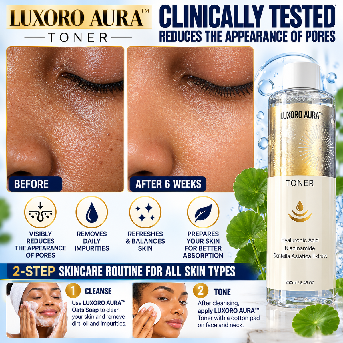 LUXORO AURA Hydrating Facial Toner – 250 mL